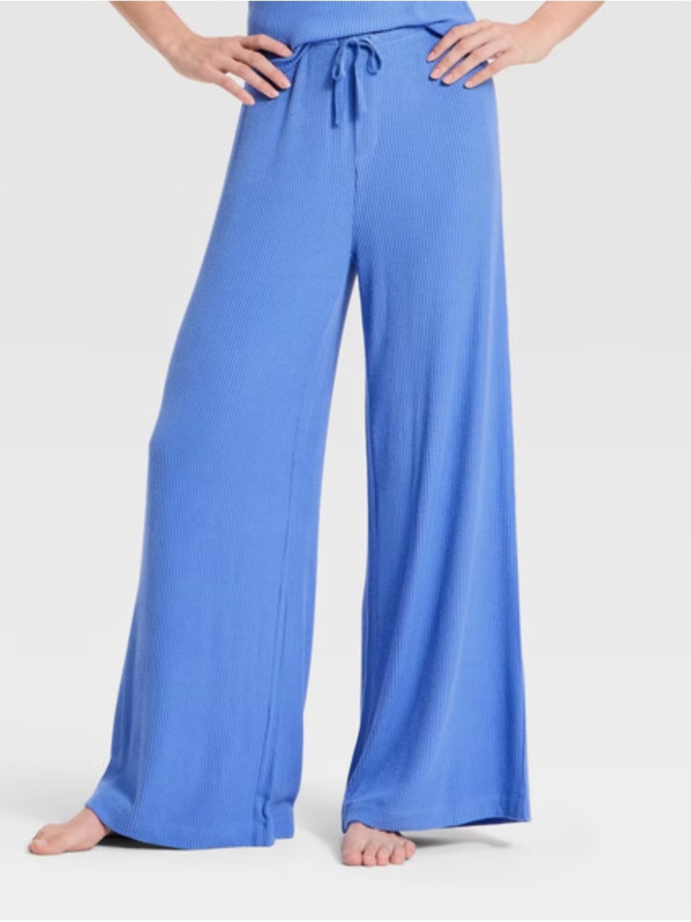 Auden Periwinkle Ribbed Wide-Leg Lounge Pants